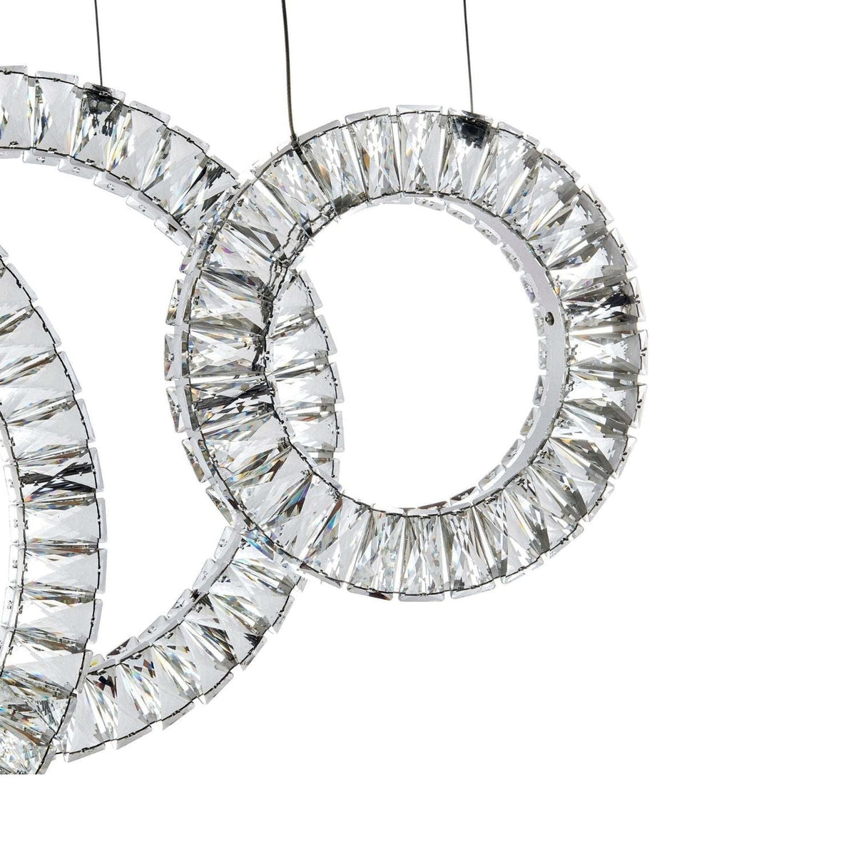 5 Hoop Crystal Progression Chrome Chandelier / Modern Lighting