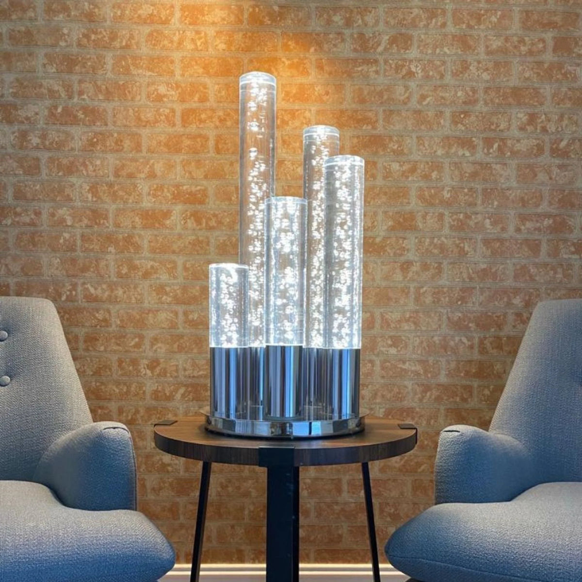 Chrome Modern Table Lamp with 5 Acrylic Cylinder lights