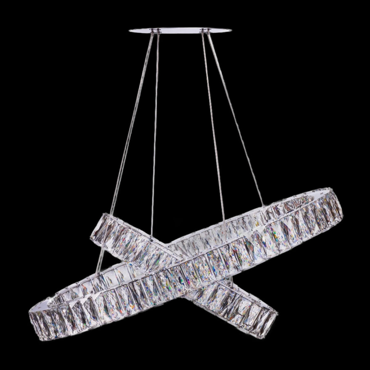 Crystal Elegance 2 Ovals LED Chandelier | Modern Lighting