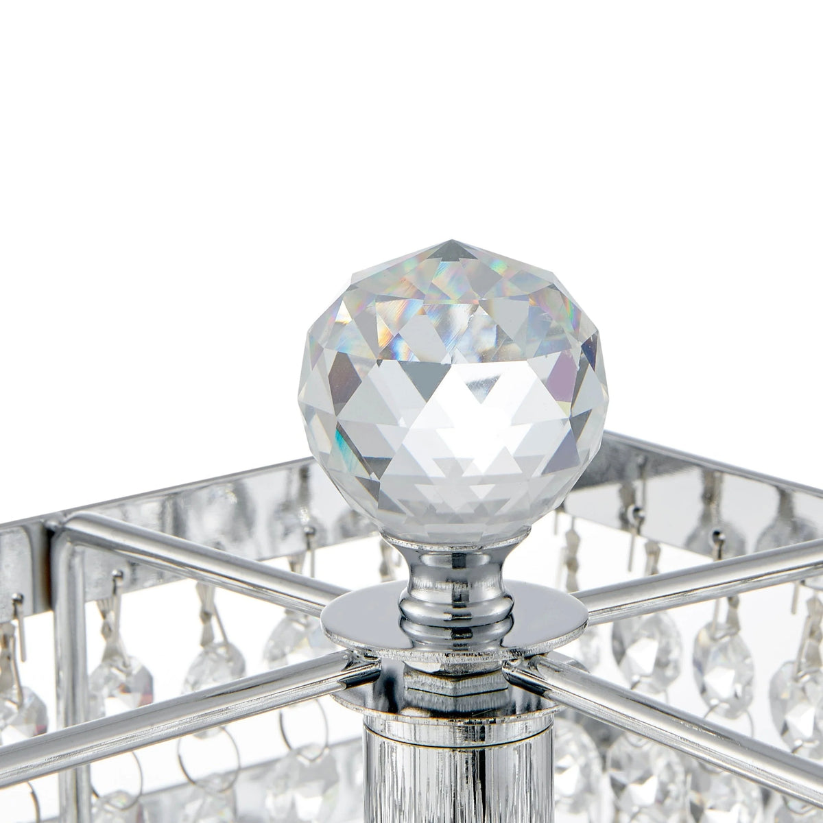 This beautiful Crystal Lamp / Square Double Crown comes with a crystal ball finial.