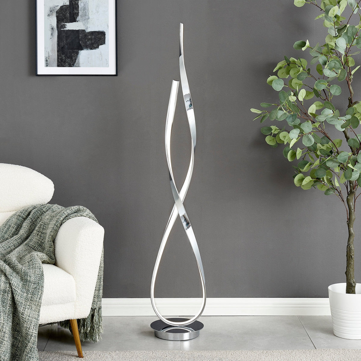 Modern Floor Lamps - Modern Chrome Floor Lamp in living room space