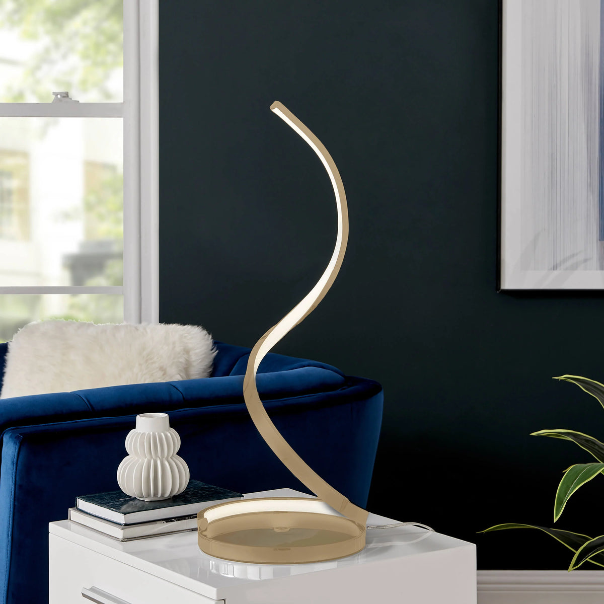 Gold Table Lamp / Modern Spiral Style